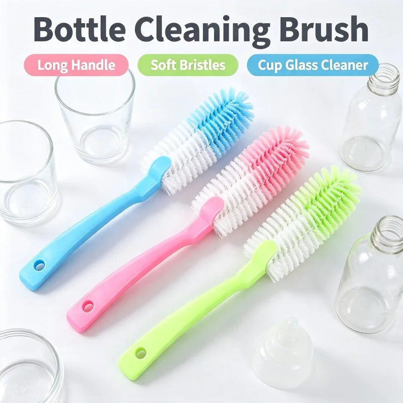 Long Handle Bottle Cleaning Brush Soft Bristles Cup Glass Water Bottle Cleaner Brush Kitchen Multifunctional Washing Brush