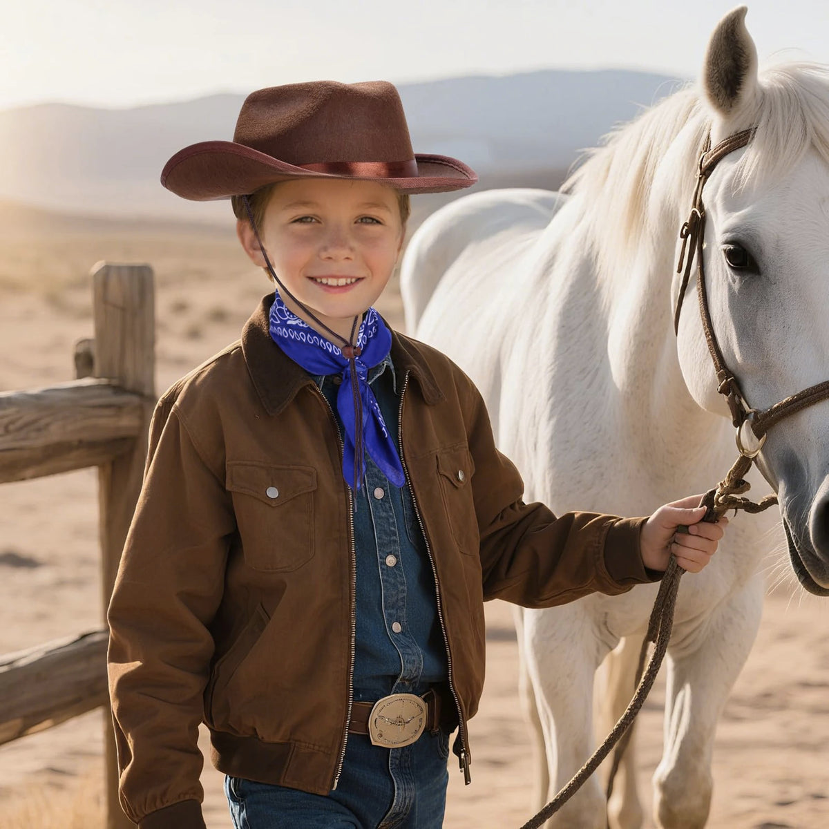 NovibebeCo. Kids Cowgirl Halloween Costume - Western Hat & Bandana Set