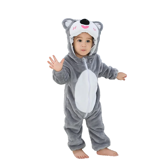 NovibebeCo. Baby Animal Hooded Flannel Halloween Jumpsuit - Panda, Tiger, Duck & More