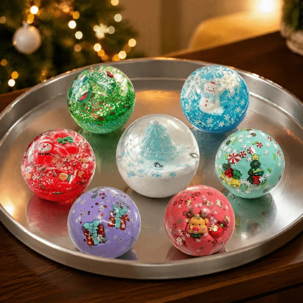 Transparent Christmas Squishy Squeeze Ball - Xmas Tree & Santa