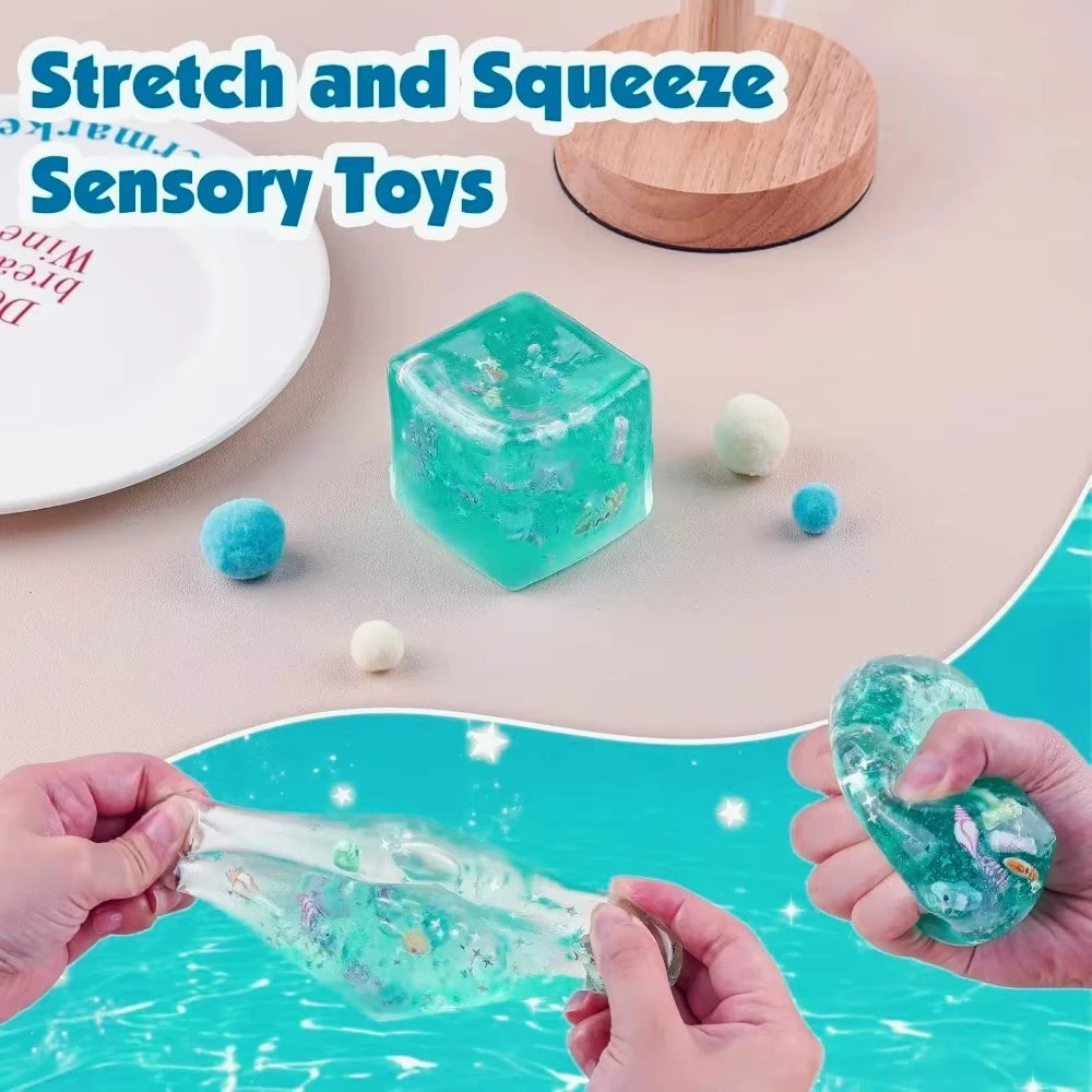 Ocean Sensory Fidget Cube — Slow-Rise Squishy Toy