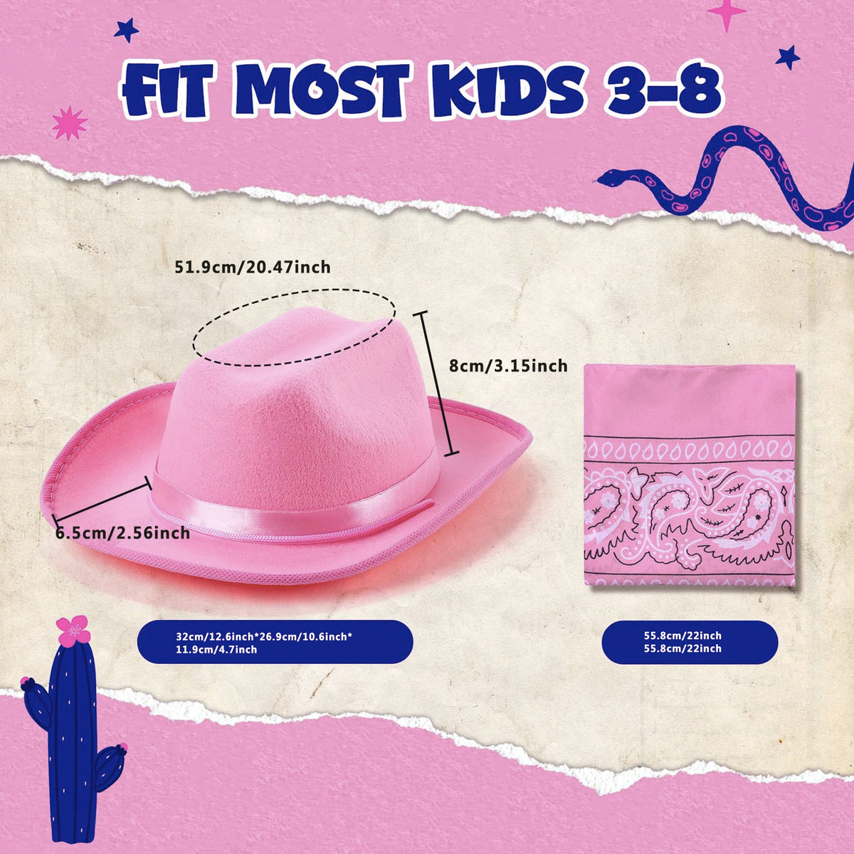 NovibebeCo. Kids Cowgirl Halloween Costume - Western Hat & Bandana Set