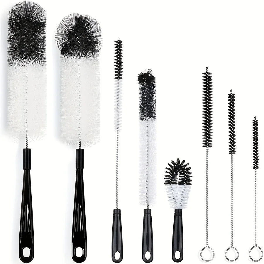 8 Boxed Wine Bottle Cleaning Brush Set - Long Handled Black Bottle Cleaner for Cleaning Narrow Wine/beer Bottles/thermos/jugs/sp