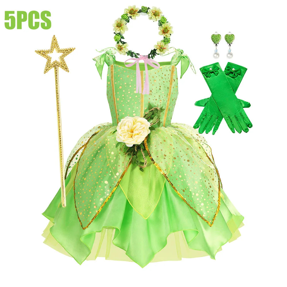 NovibebeCo. Girls Green Fairy Princess Halloween Costume with Wings