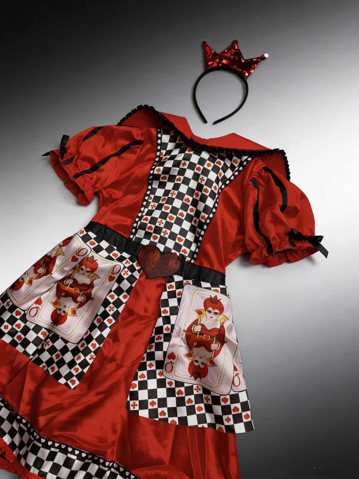 Girls’ Heart Queen Halloween Costume with Crown