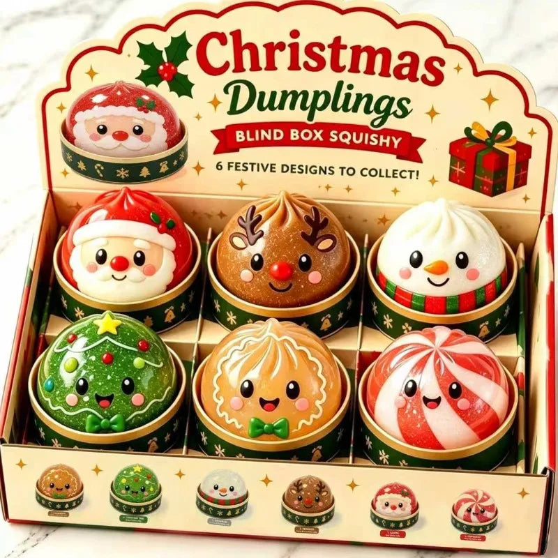Christmas Dumpling Squishy Toy - Snowman, Elk & Santa Set