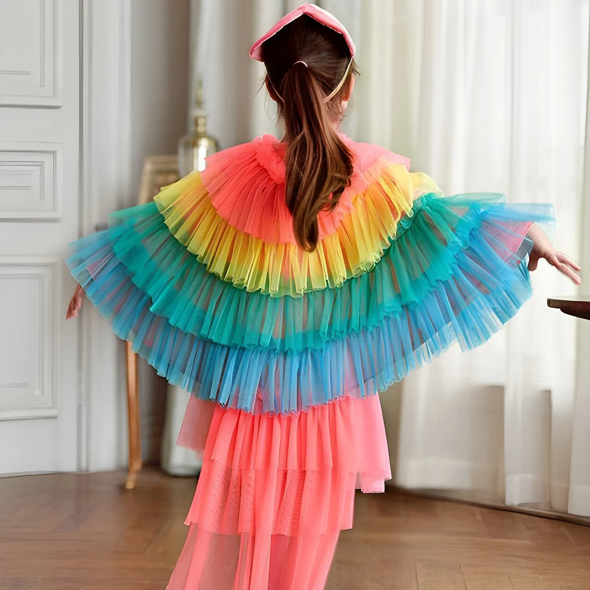 NovibebeCo. Girls Multicolor Parrot Halloween Costume Cape
