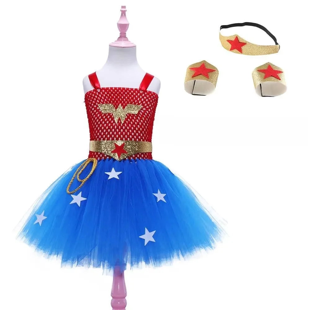 NovibebeCo. Girls Wonder Woman Superhero Halloween Costume Set
