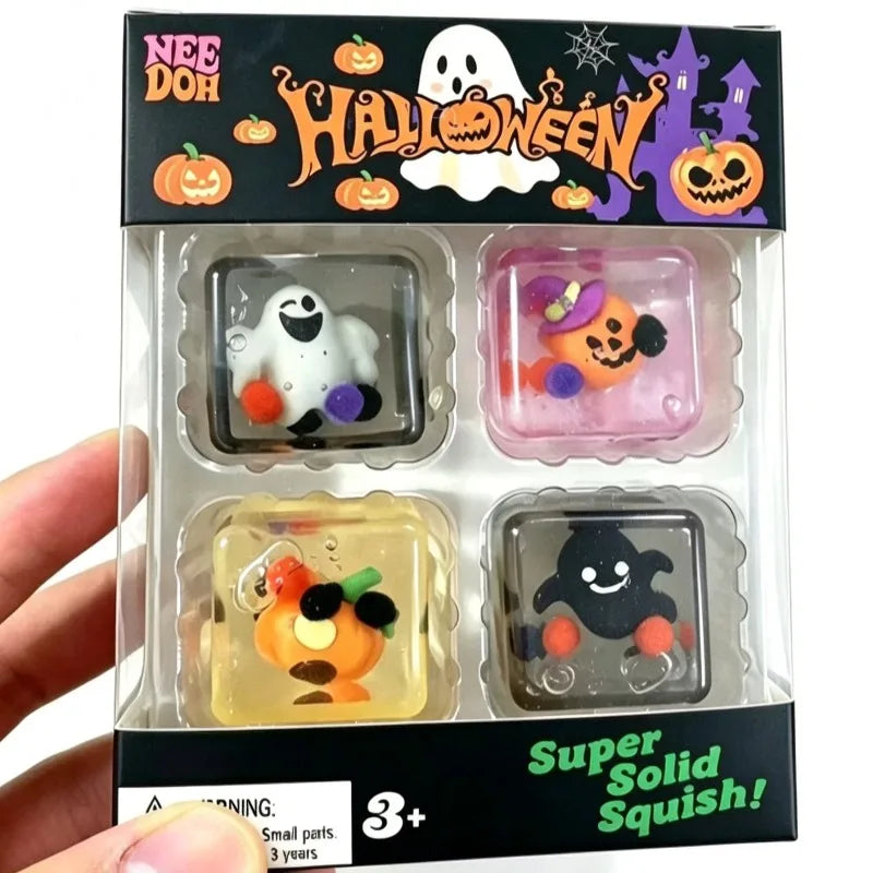 Needoh 4-Grid Squishy Fidget Toy Set - Halloween & Christmas
