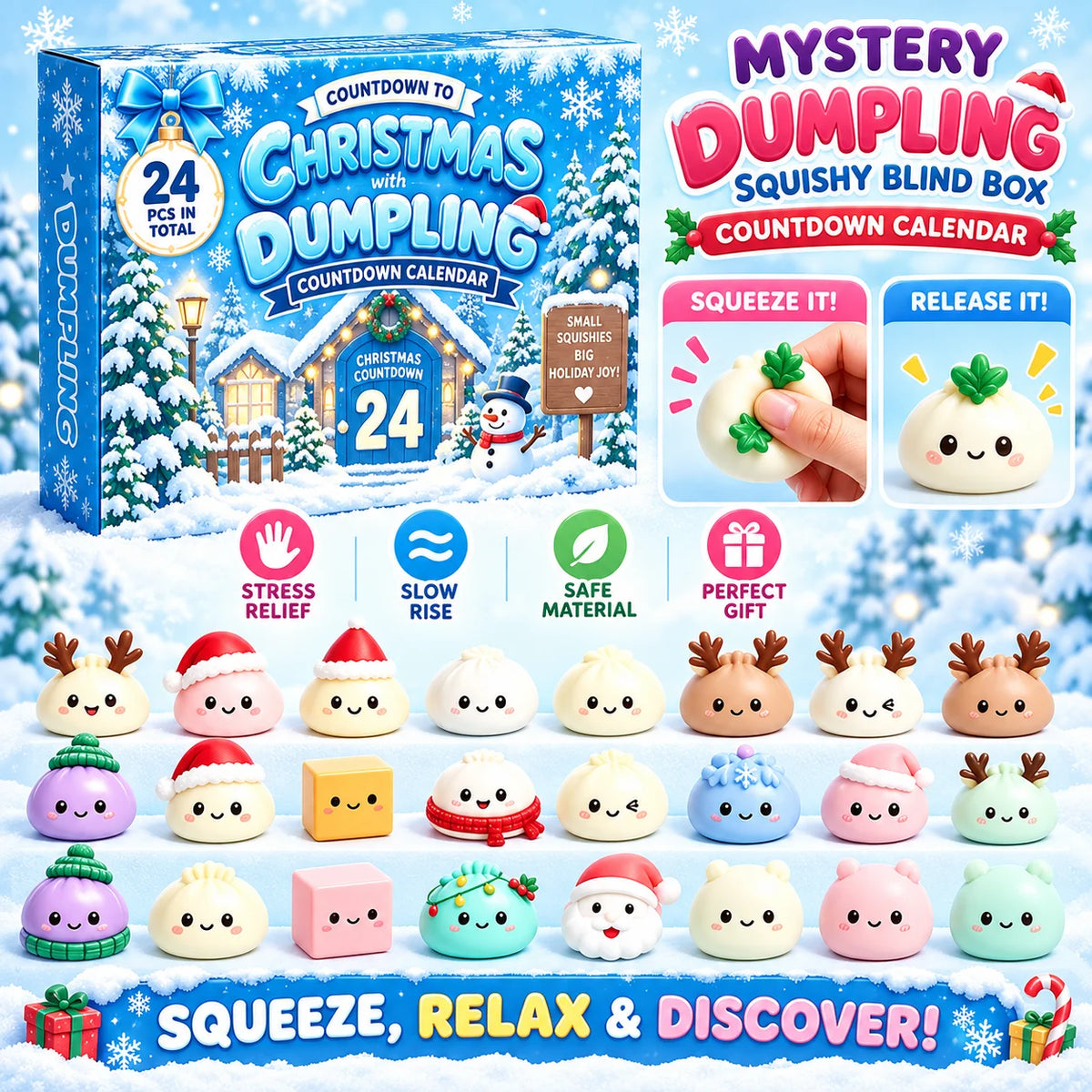Christmas Squishy Advent Calendar - 24 Day Mystery Blind Box