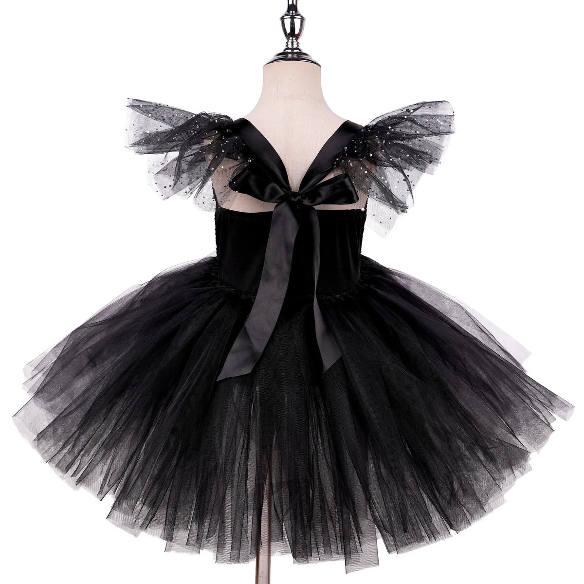 NovibebeCo. Girls Halloween Black & White Tutu Dress with Wig