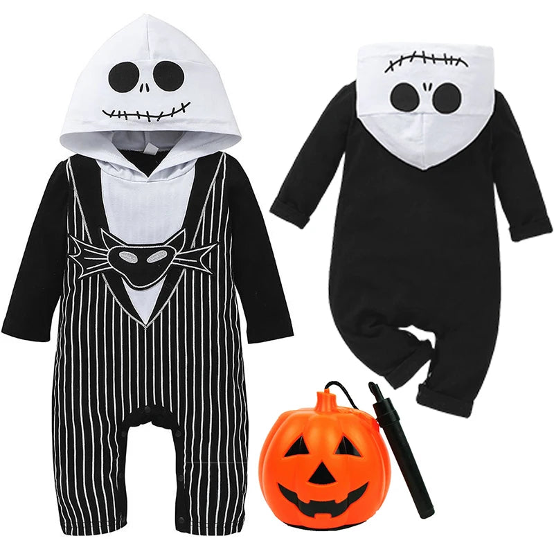 NovibebeCo. Baby Skeleton Halloween Costume Hooded Romper