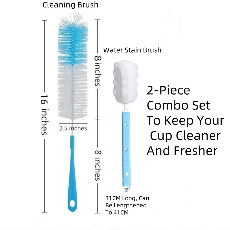 16” Long Bottle Brush Cleaner For Washing Wine/Beer/Sport Well/Thermos/Glass and Long Narrow Neck Sport Bottles Vacuum Flasks