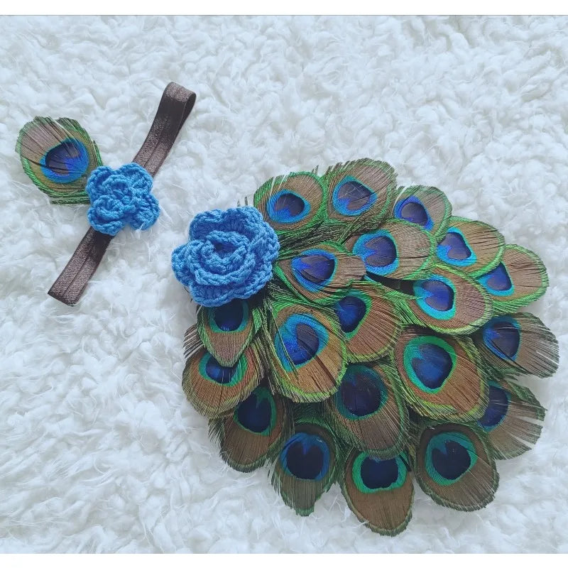 NovibebeCo. Newborn Peacock Halloween Costume & Photo Prop with Feather Wings