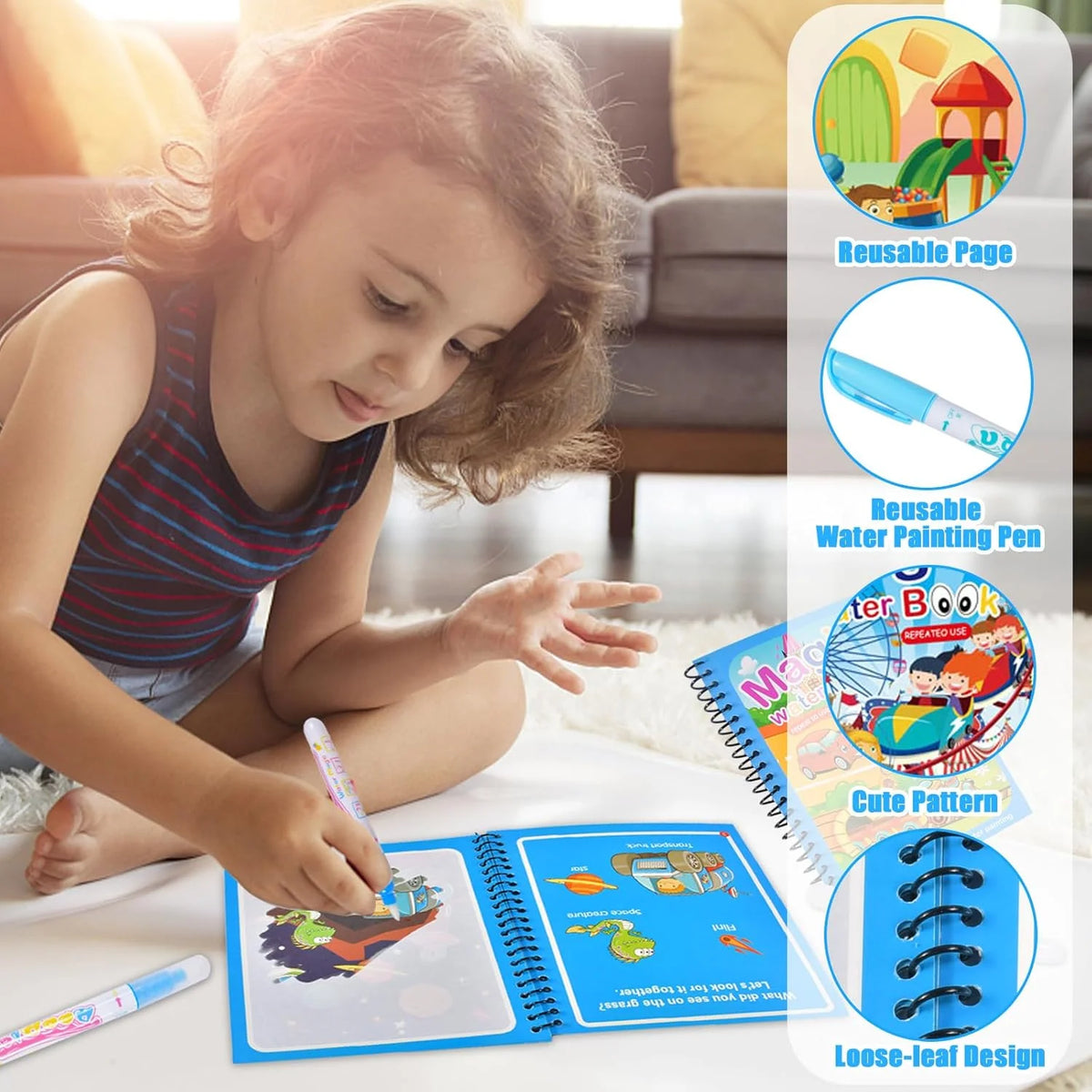 Reusable Water Drawing Book — Mess-Free Kids Art Pad
