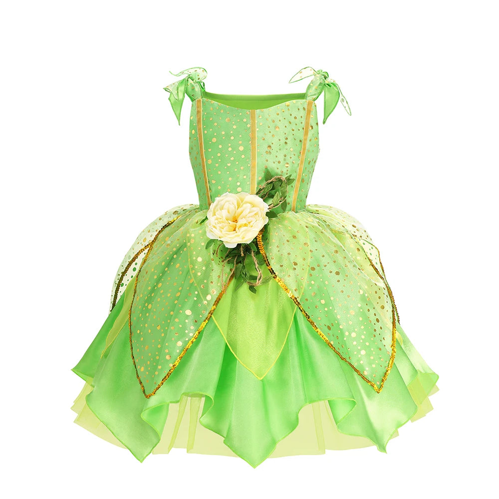 NovibebeCo. Girls Green Fairy Princess Halloween Costume with Wings