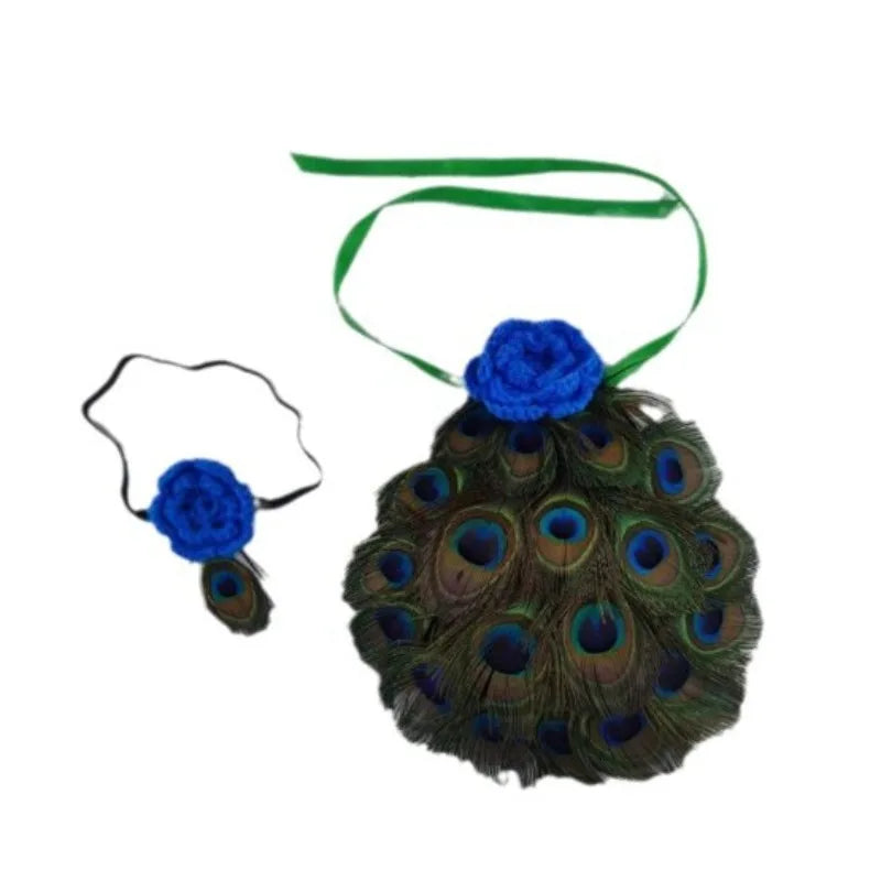 NovibebeCo. Newborn Peacock Halloween Costume & Photo Prop with Feather Wings