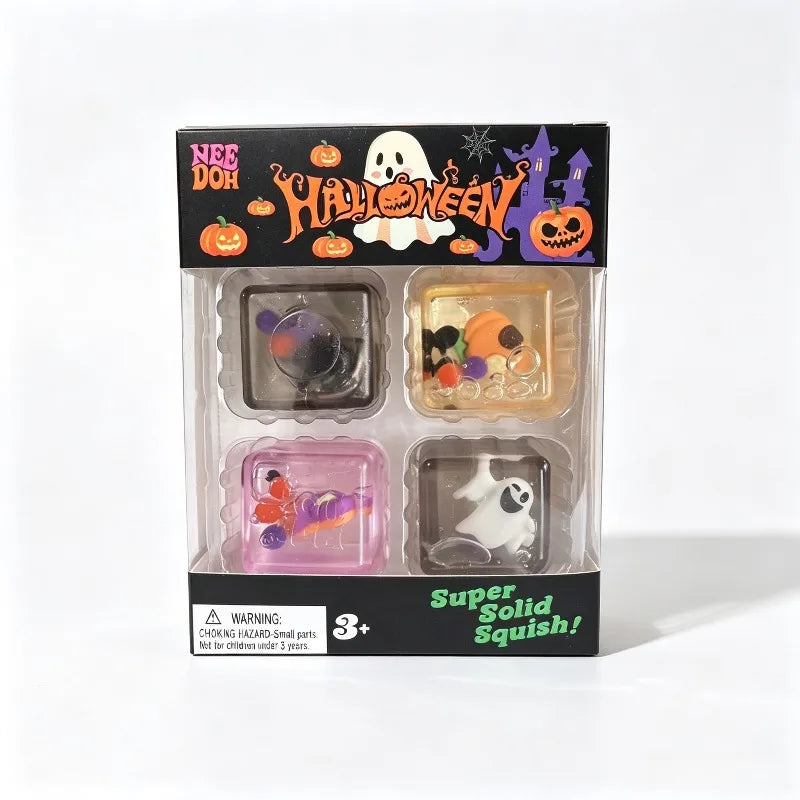Needoh 4-Grid Squishy Fidget Toy Set - Halloween & Christmas