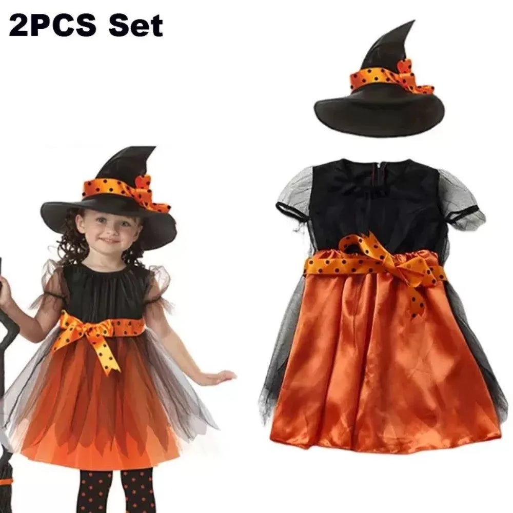 NovibebeCo. Kawaii Kids Halloween Witch Costume Set with Pointy Hat
