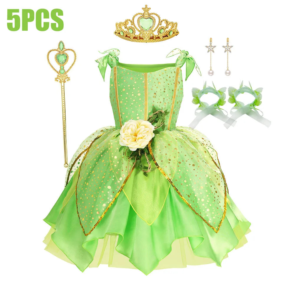 NovibebeCo. Girls Green Fairy Princess Halloween Costume with Wings