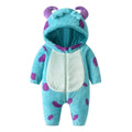 Baby Cartoon Animal Hooded Fleece Jumpsuit