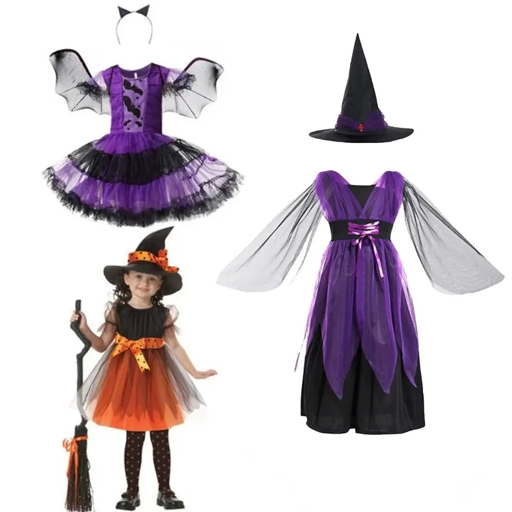 NovibebeCo. Kawaii Kids Halloween Witch Costume Set with Pointy Hat