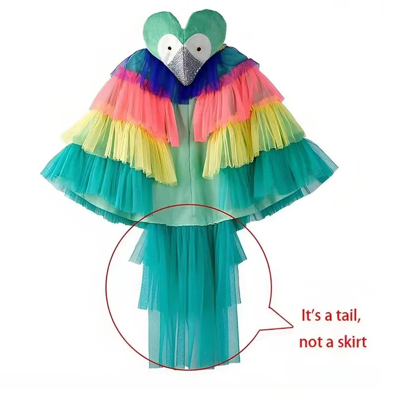 NovibebeCo. Girls Multicolor Parrot Halloween Costume Cape