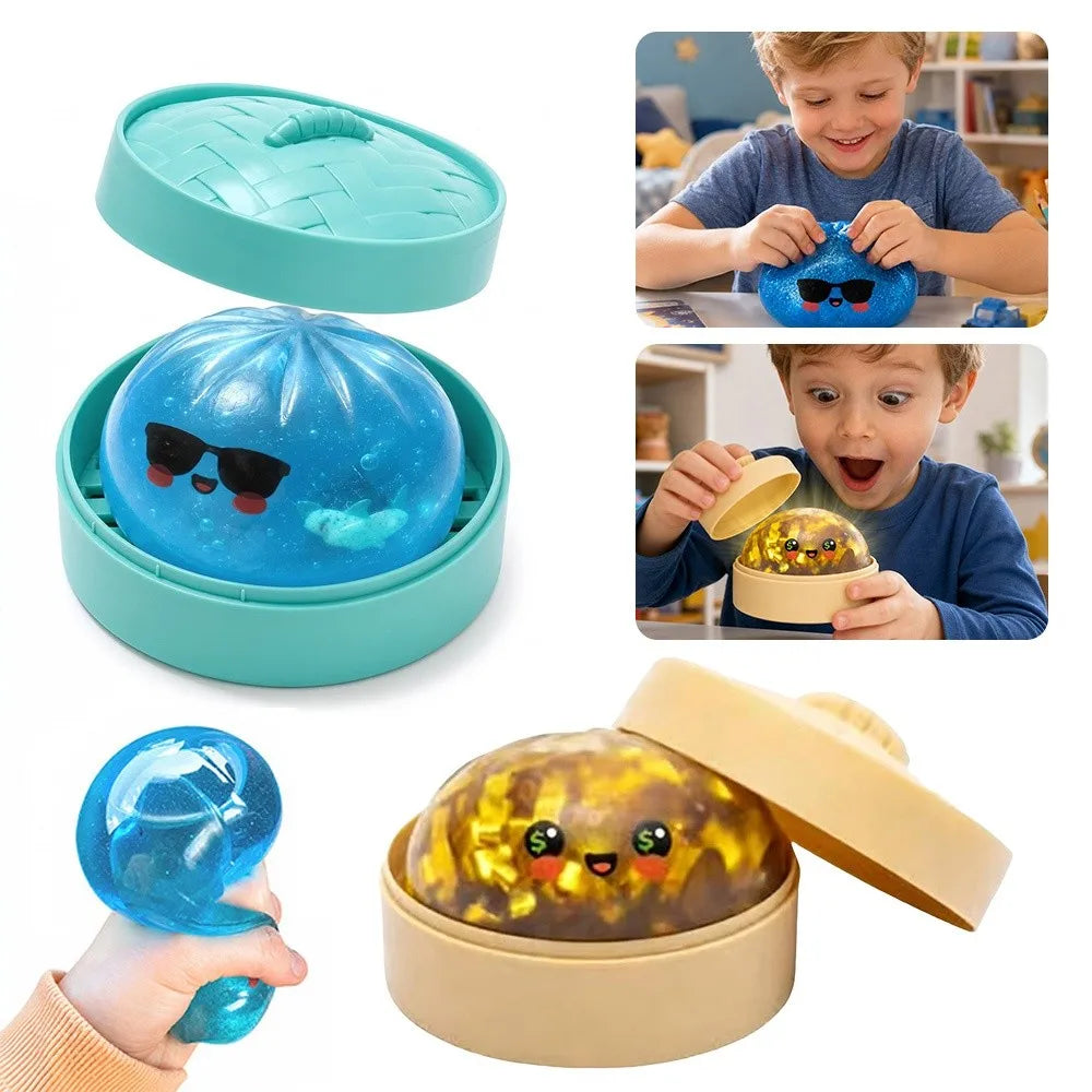 Glitter Shark Dumpling Squishy Toy - Soft Slow Rebound Fidget