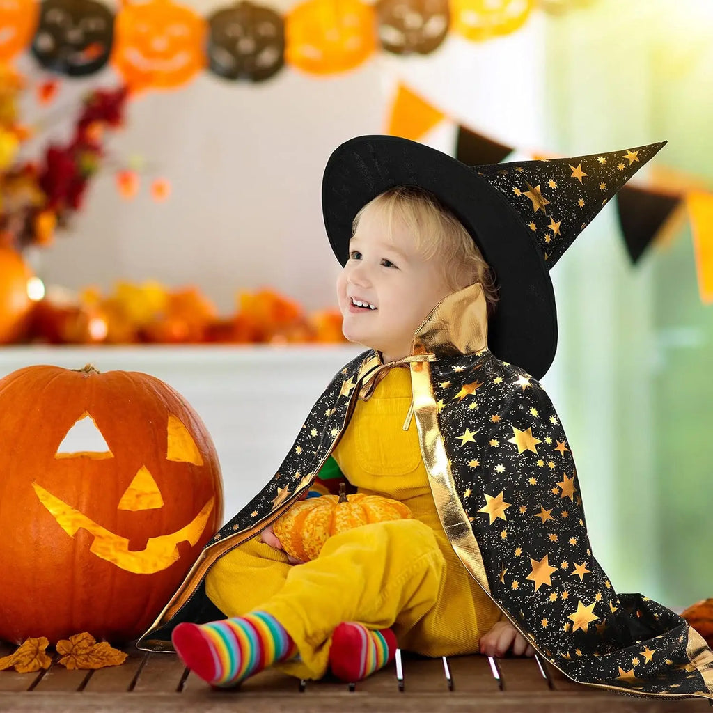 Kids’ Witch Cloak & Hat Costume Set, 2-Pack