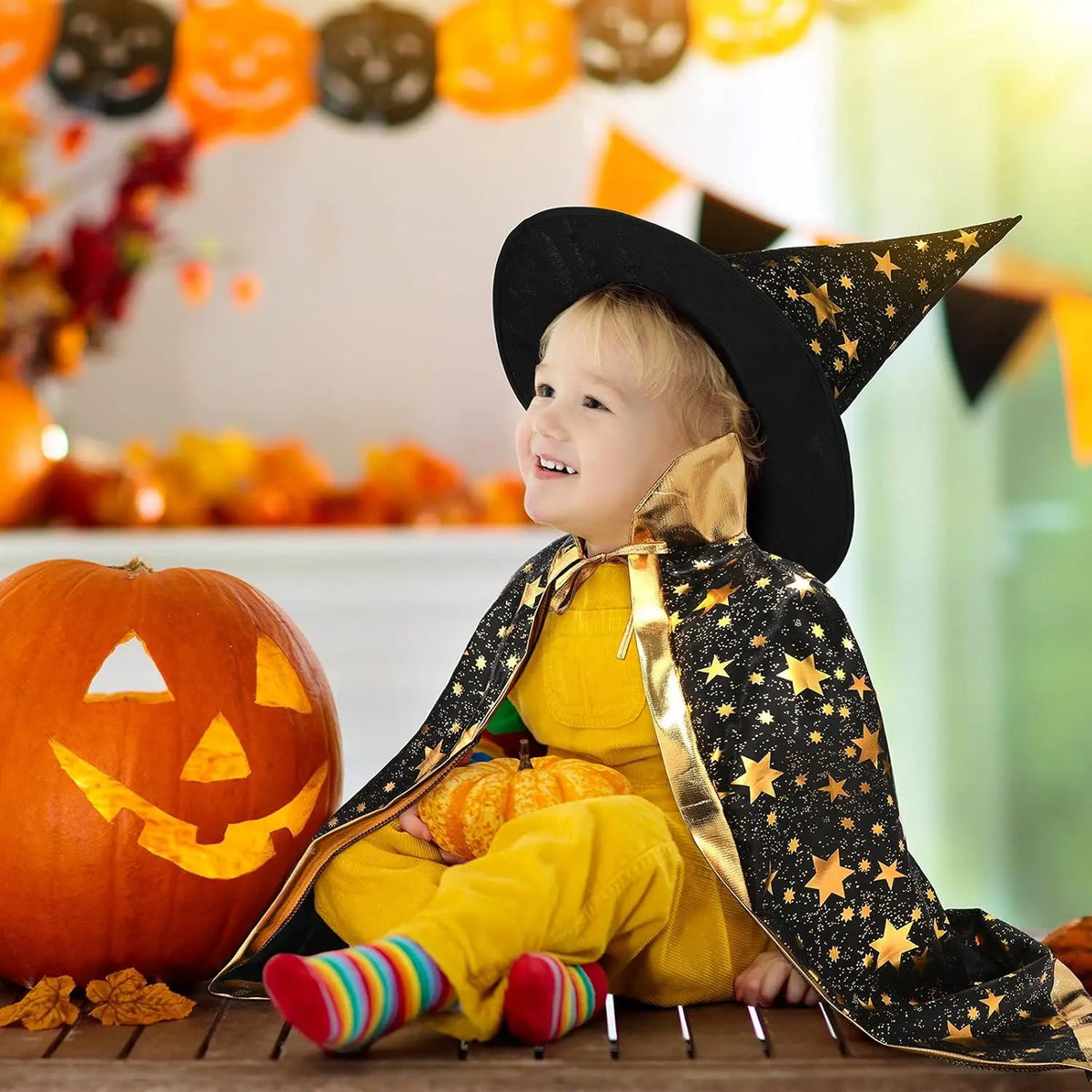 Kids’ Witch Cloak & Hat Costume Set, 2-Pack