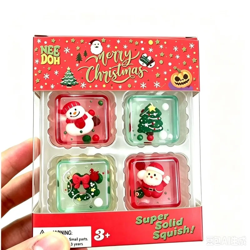 Needoh 4-Grid Squishy Fidget Toy Set - Halloween & Christmas