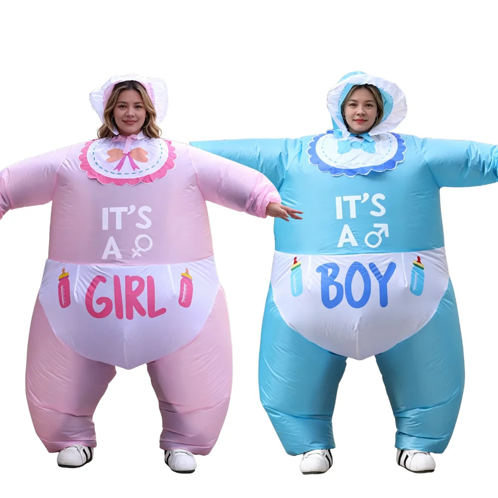 NovibebeCo. Adults Inflatable Baby Halloween Costume - Pink & Blue Gender Reveal