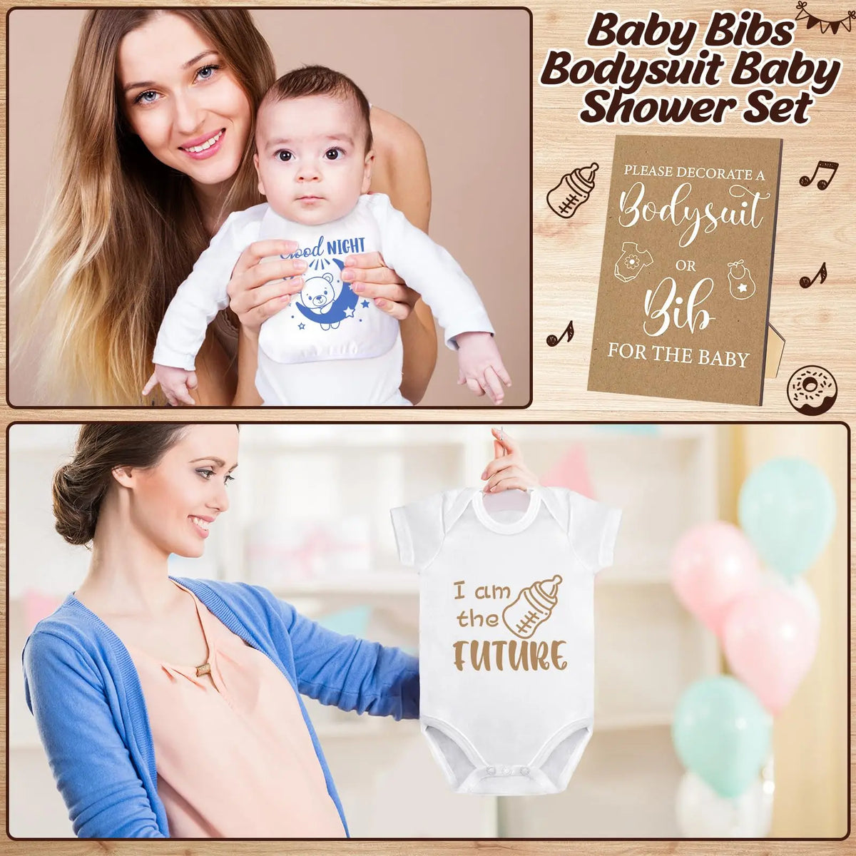 Baby Shower Bodysuit & Bib Game Set