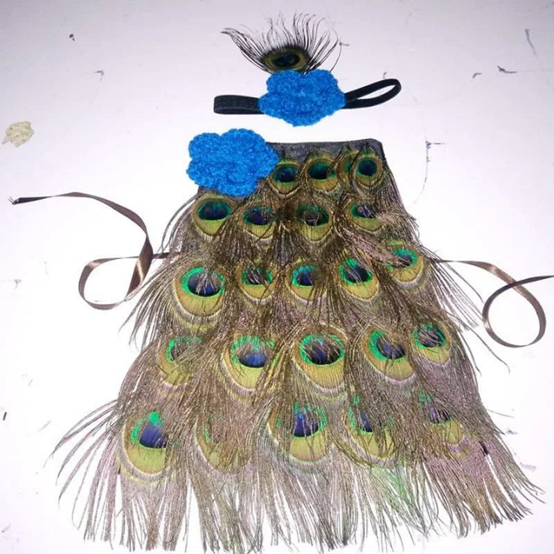 NovibebeCo. Newborn Peacock Halloween Costume & Photo Prop with Feather Wings