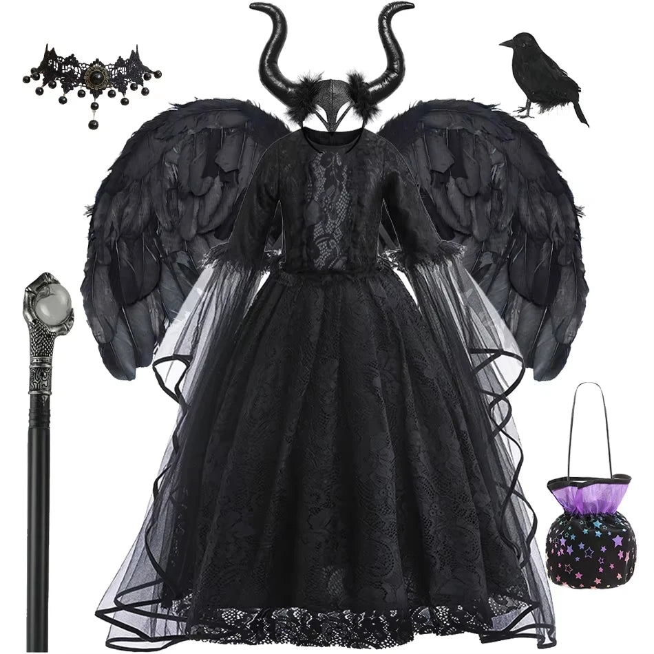 Girls’ Dark Witch Evil Queen Costume Dress