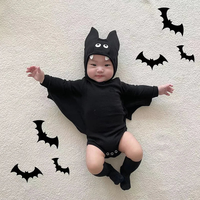 NovibebeCo. Baby Halloween Bat Sleeve Bodysuit & Hat Set