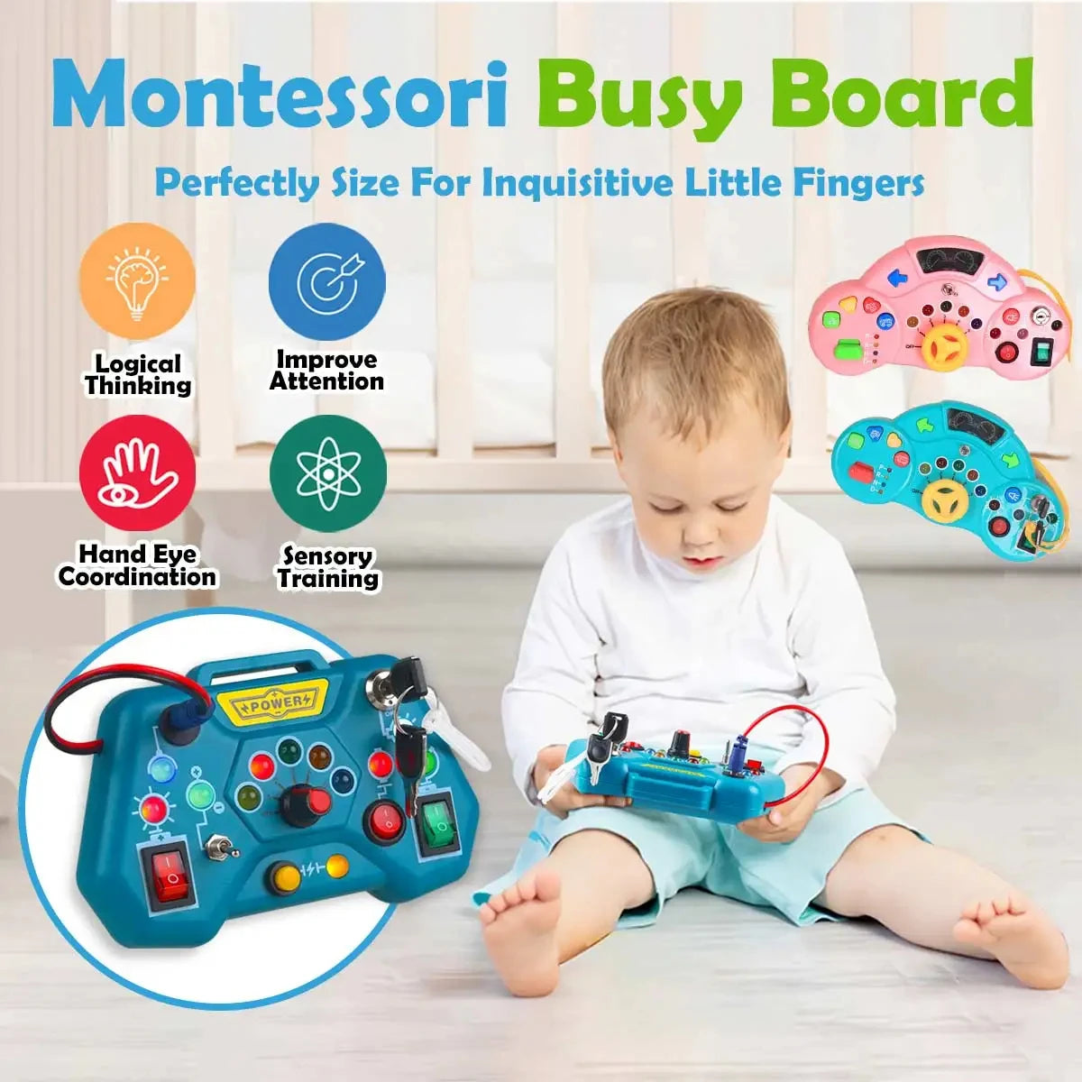 Montessori Busy Board — Toddler Travel Learning Toy