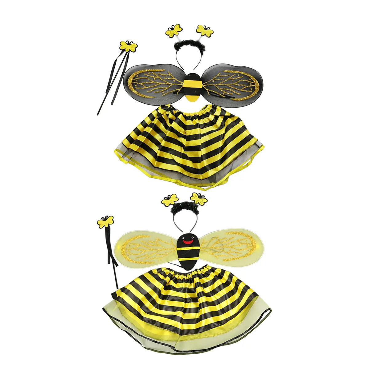 NovibebeCo. Kids Bee Halloween Costume Set - Dress, Wings, Headband & Wand