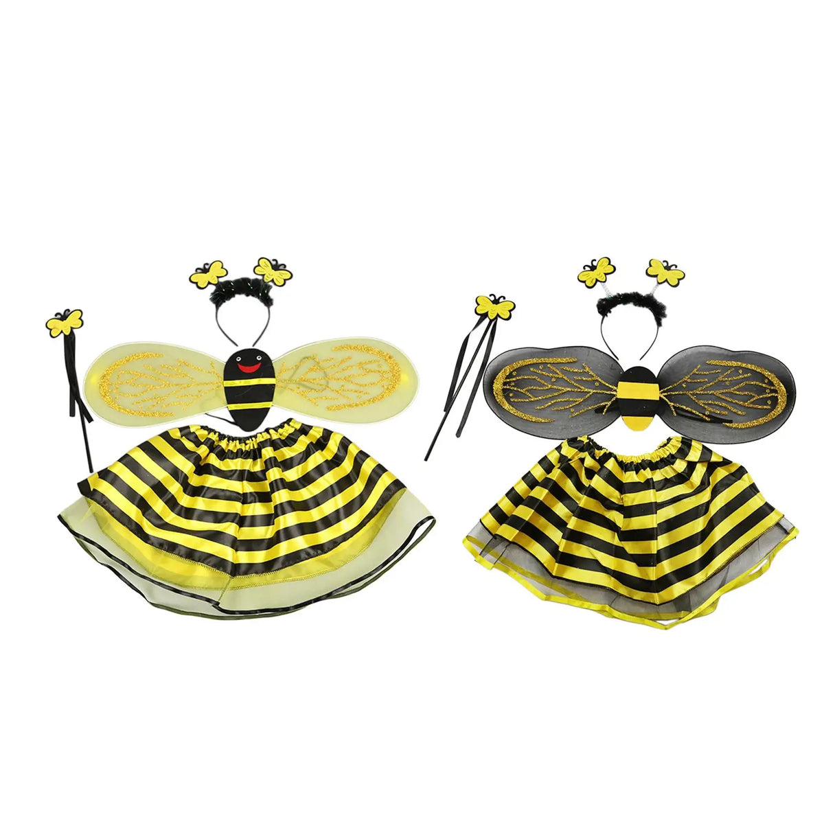 NovibebeCo. Kids Bee Halloween Costume Set - Dress, Wings, Headband & Wand