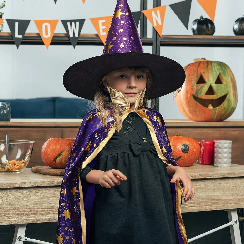 Kids’ Witch Cloak & Hat Costume Set, 2-Pack