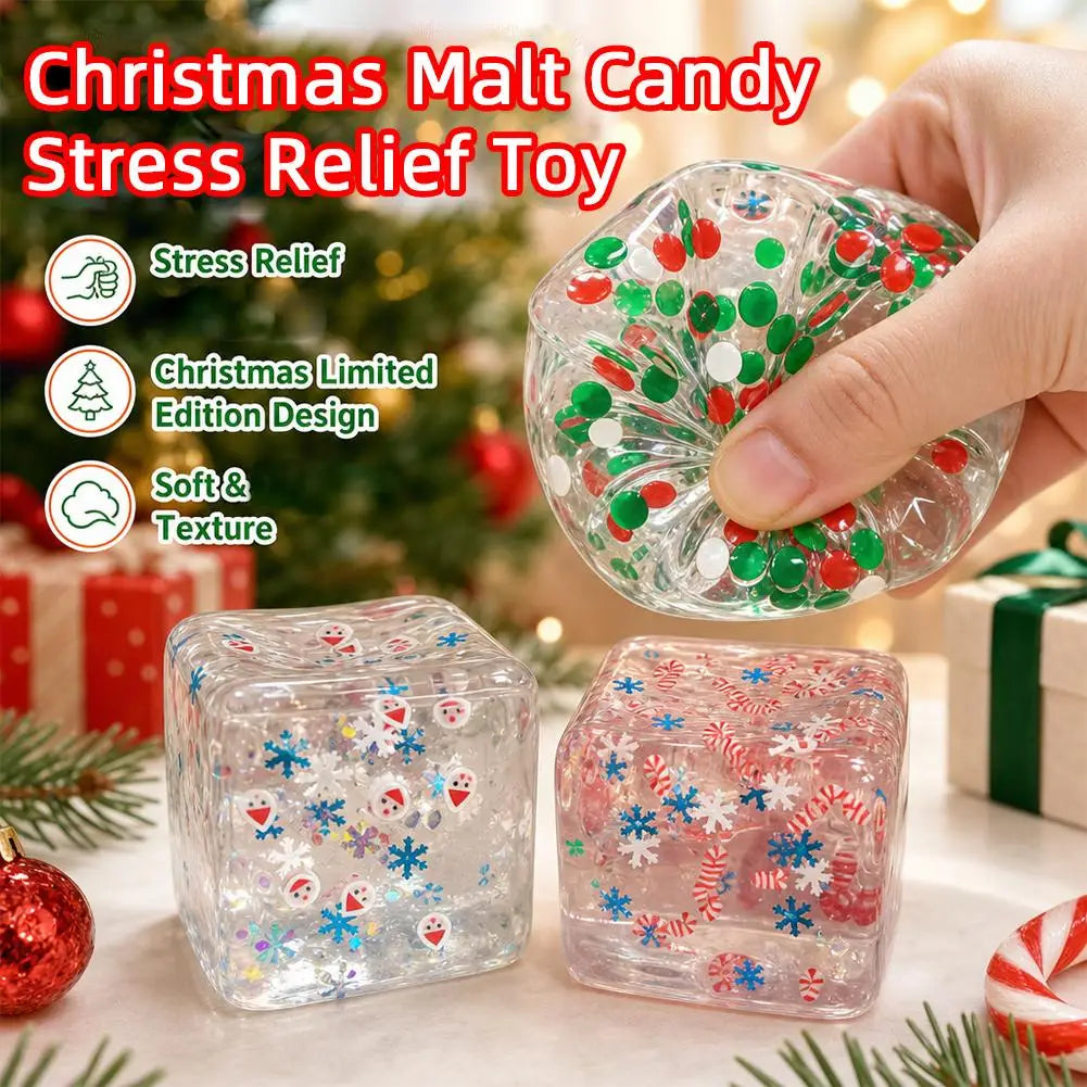 Christmas Maltose Ice Cube Squishy Toy - Sensory Stress Ball