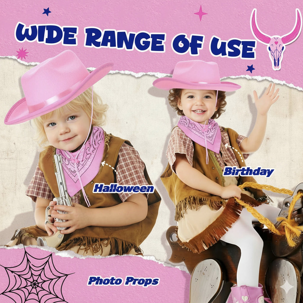 NovibebeCo. Kids Cowgirl Halloween Costume - Western Hat & Bandana Set