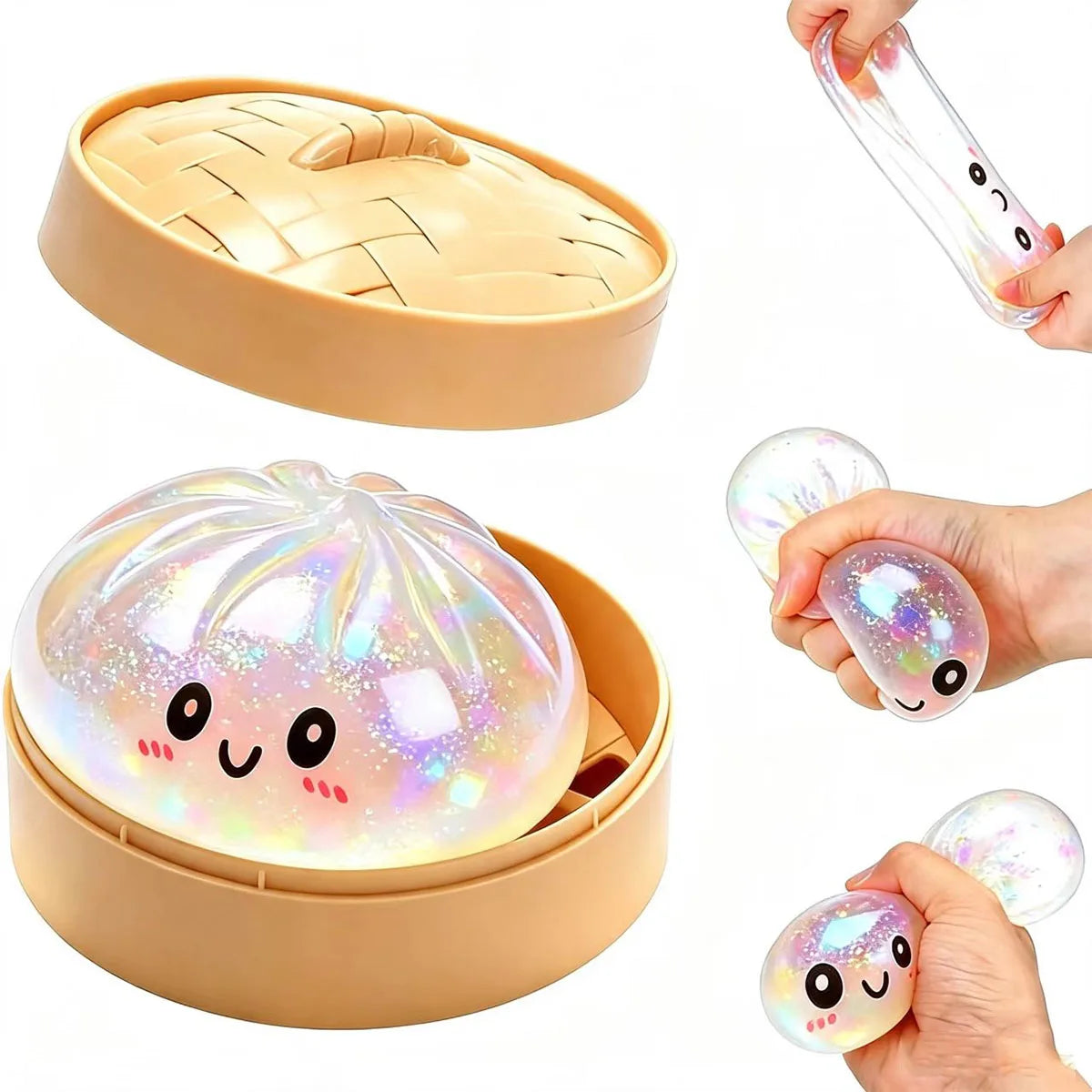 Glitter Dumpling Squishy — Soft Stress Relief Toy