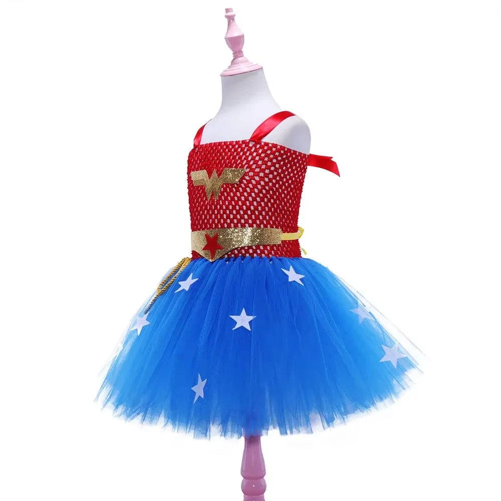 NovibebeCo. Girls Wonder Woman Superhero Halloween Costume Set