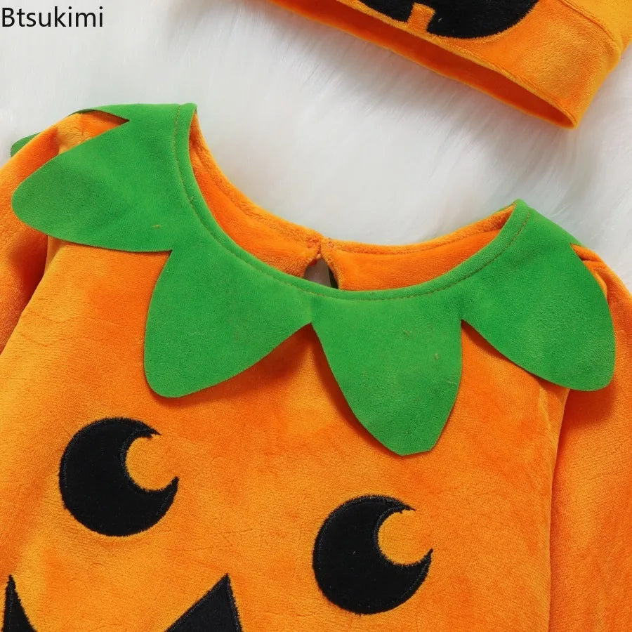 NovibebeCo. Baby Halloween Pumpkin Costume 3-Piece Set - Romper, Hat & Shoes