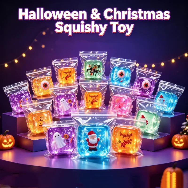 Halloween Christmas Mini Transparent Cube Squishy Toy