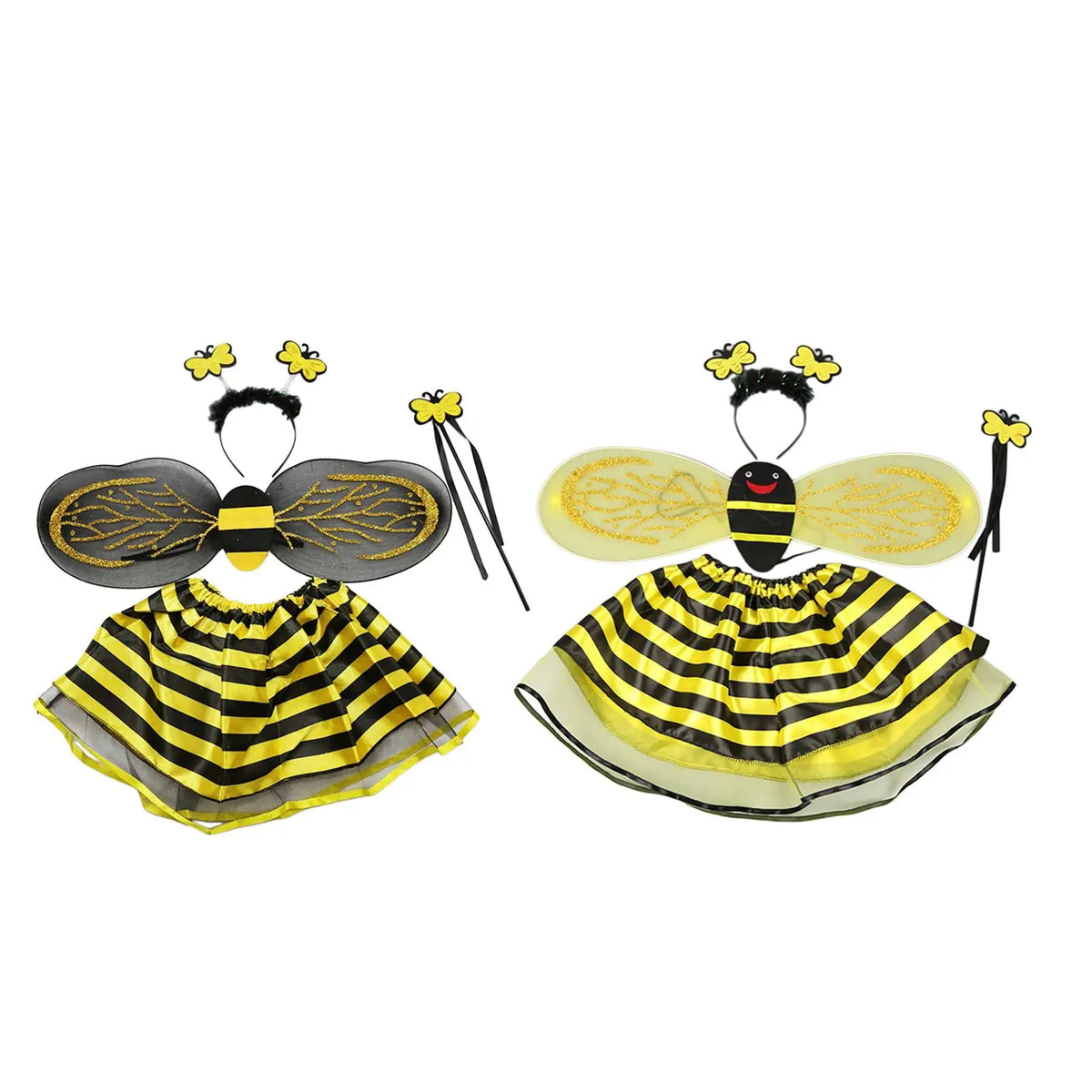 NovibebeCo. Kids Bee Halloween Costume Set - Dress, Wings, Headband & Wand