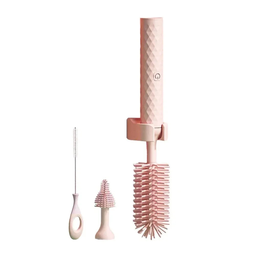 3PCS/4PCS Electric Bottle Cleaning Brush Multipurpose Long Handle Bottle Brush For Baby Bottle Pacifier Kitchen Cleaning Tool