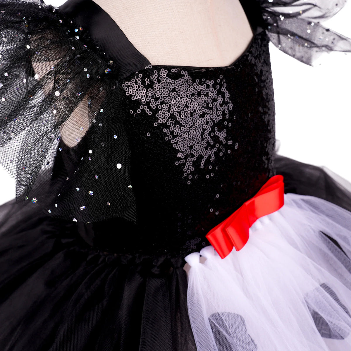 NovibebeCo. Girls Halloween Black & White Tutu Dress with Wig
