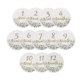 12pcs Baby Milestone Number Monthly Memorial Cards Newborn Baby Paper Wooden Engraved Age Photography Accessories Birthing Gift